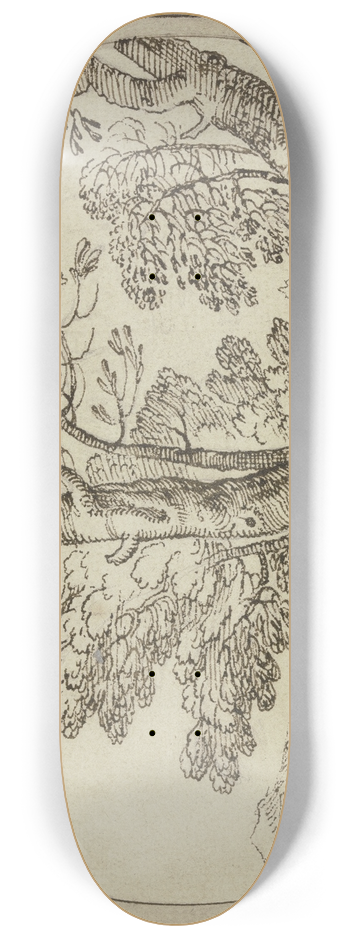 Giovanni Francesco Grimaldi - Baumpartie am Wasser, ein Mann nach links 8.25 inch art skate deck