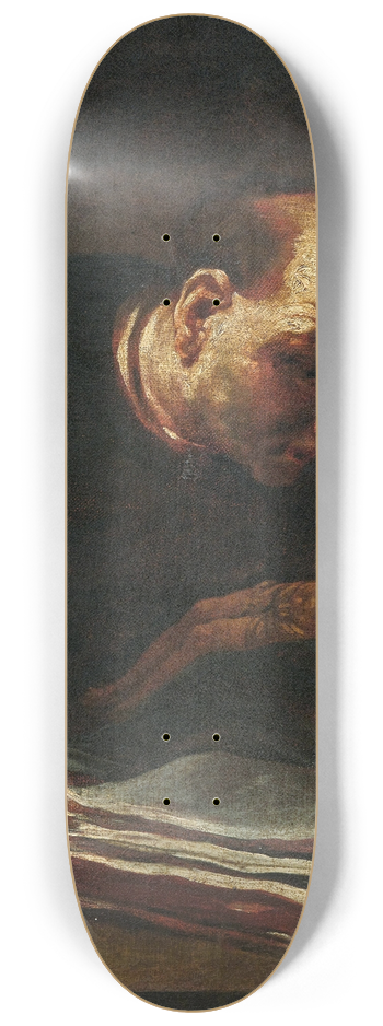 Giuseppe Maria Crespi - Saint in Prayer before a crucifix 8.25 inch art skate deck