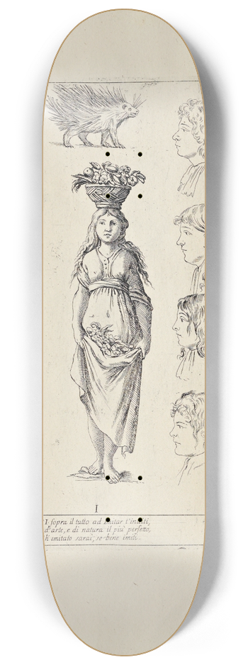 Giuseppe Maria Mitelli - Alfabeto in sogno Pl.10 8.25 inch art skate deck