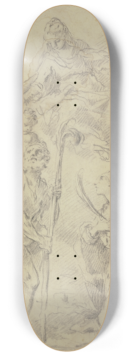 Gaspare Diziani - Maria auf Wolken mit dem Heiligen Christophorus und einer Heiligen 8.25 inch art skate deck