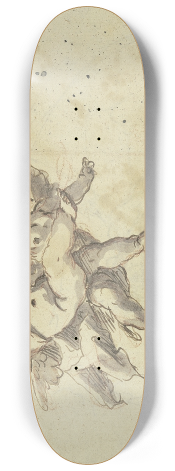 Gaspare Diziani - Two hovering putti 8.25 inch art skate deck