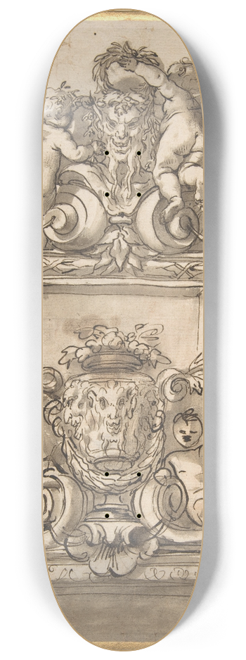 Gregorio de' Ferrari - Design for an Overdoor Decoratio 8.25 inch art skate deck