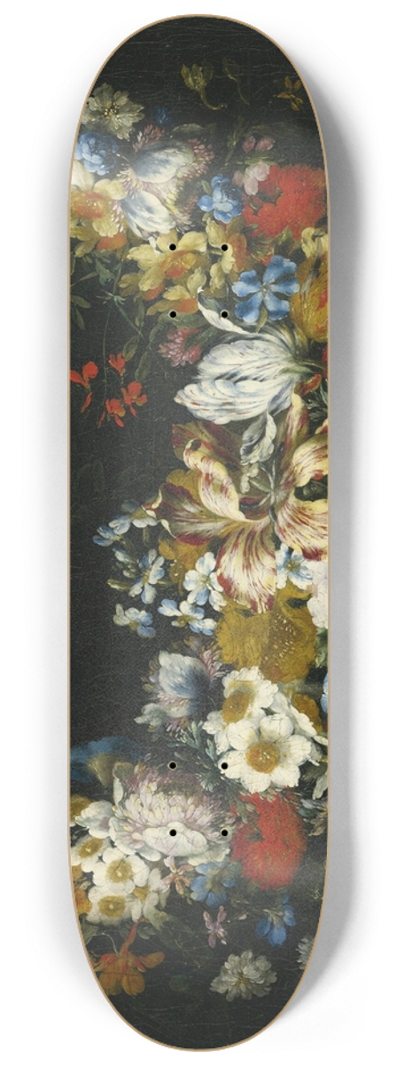 Gaspar Peeter Verbruggen the Elder - A Swag of Flowers 8.25 inch art skate deck