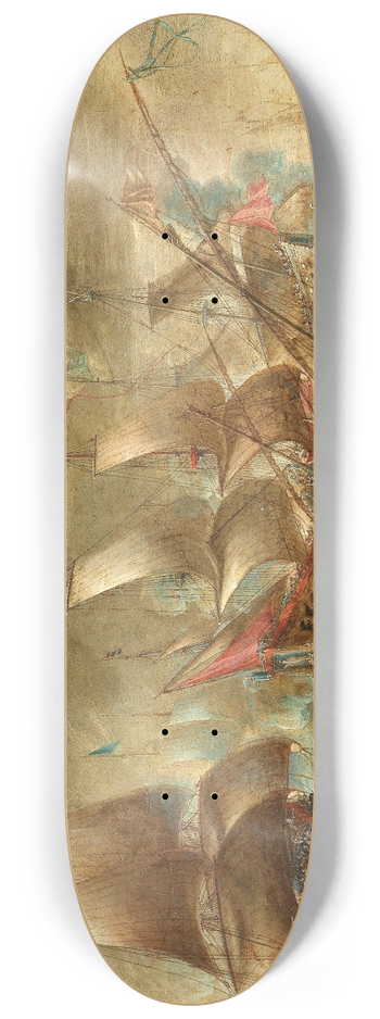 Gaspar van Eyck - A naval battle 8.25 inch art skate deck