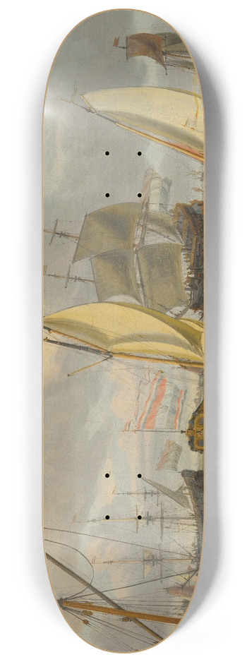 Abraham Storck - Shipping in an estuary 8.25 inch art skate deck