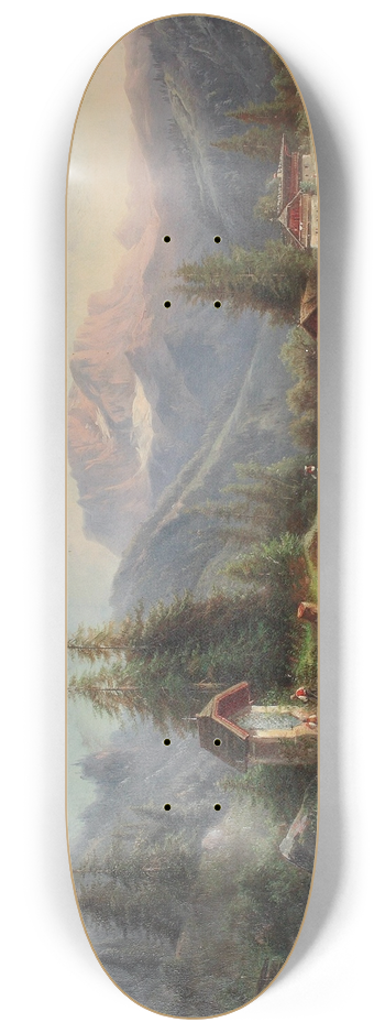 Gustav Barbarini - Bachlandschaft mit Figurenstaffage 8.25 inch art skate deck