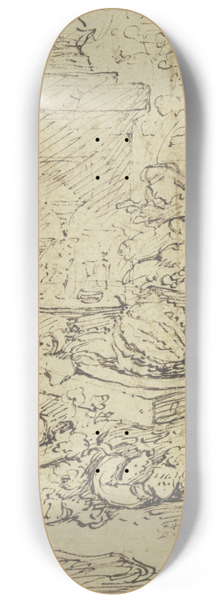 Gavin Hamilton - Still life with fruits 8.25 inch art skate deck