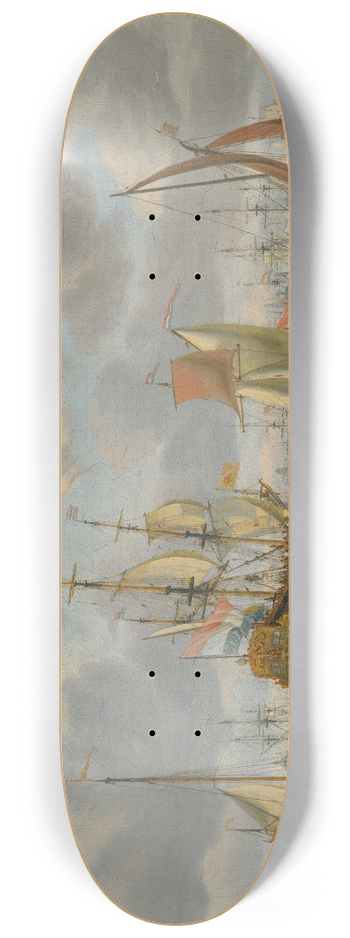 Abraham Storck - Shipping off Amsterdam with figures on a quay 8.25 inch art skate deck
