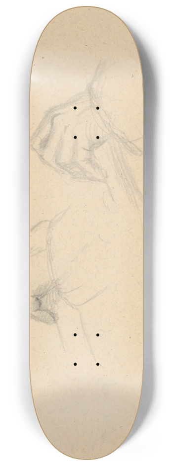 Gustv Mall - Study of Hands Holding a Stick 8.25 inch art skate deck