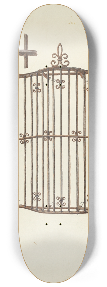 Geoffrey Holt and Harry Mann Waddell - Iron Grille at Window  Restoration Drawing 8.25 inch art skate deck