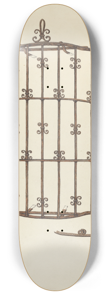 Geoffrey Holt and Harry Mann Waddell - Iron Window Grille 8.25 inch art skate deck