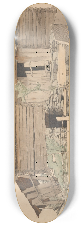 Hans Gude - Lve og skigard, Vassenden 8.25 inch art skate deck