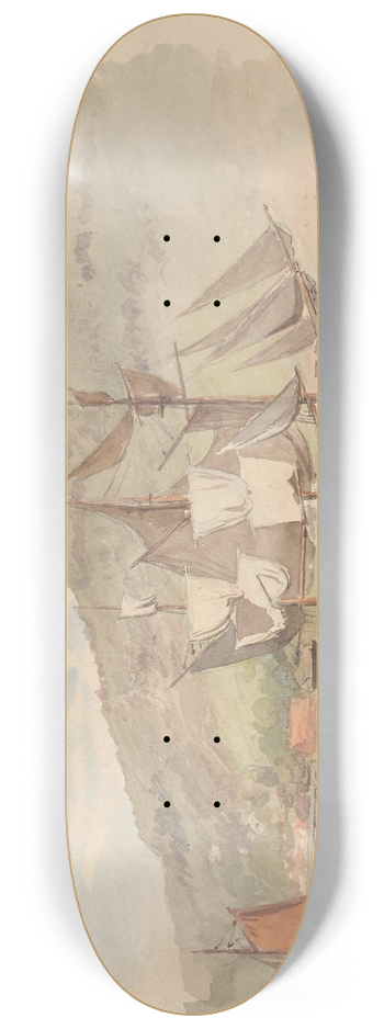 Hans Gude - Skip i Bjrvika 8.25 inch art skate deck