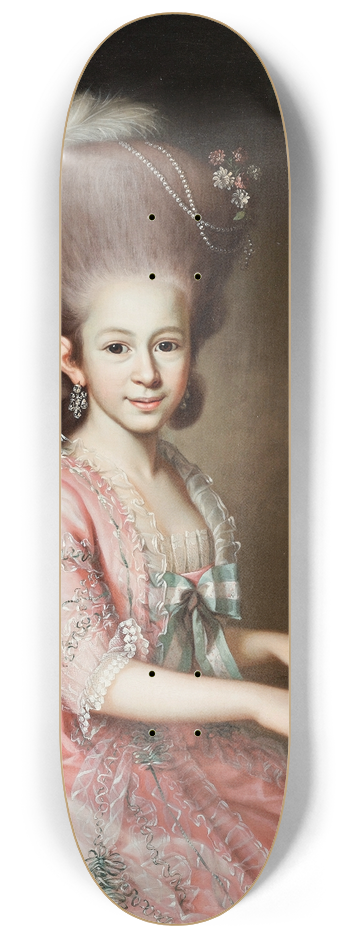 Georg Anton Urlaub - Portrait Of A Young Lady At The Clavichord, Said To Be Henriette Haussmann 8.25 inch art skate deck