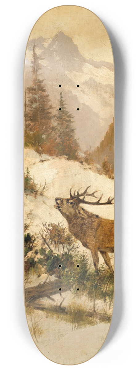 Georg Berger - Roe Deer in a Mountain Landscape in Winter 8.25 inch art skate deck