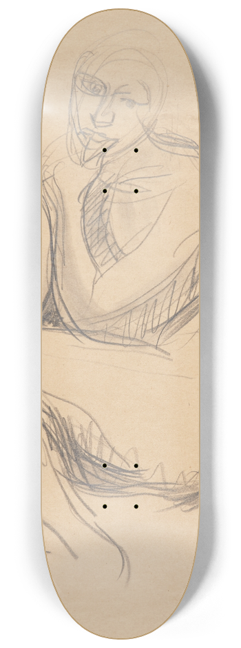 Harald Giersing - Siddende kvindelig model 8.25 inch art skate deck