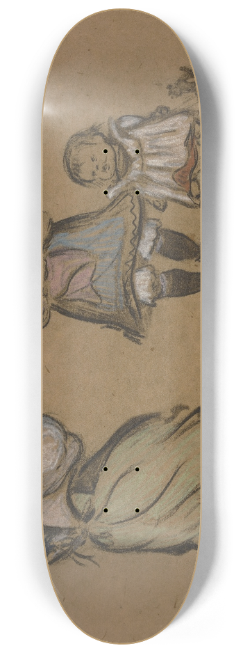 Heinrich Zille - Five working-class children 8.25 inch art skate deck