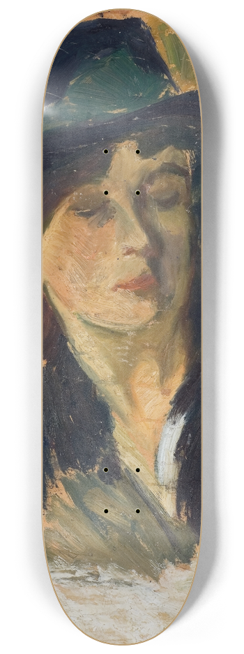 Helmer Osslund - Lady in a Black Hat 8.25 inch art skate deck