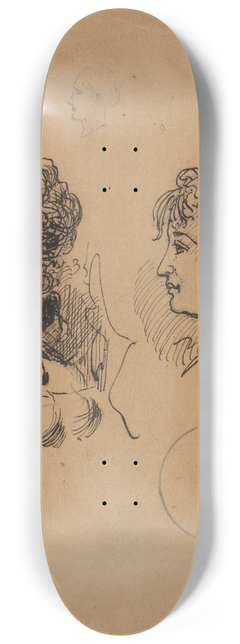 George Augustus Sala - Two Female Heads 8.25 inch art skate deck