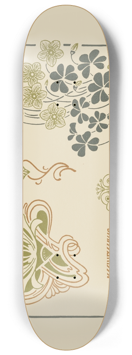 George Auriol - Abstract design based on flowers and leaves. 8.25 inch art skate deck