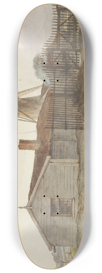 Hendrik Abraham Klinkhamer - Molen met houten gebouwen bij Amsterdam 8.25 inch art skate deck