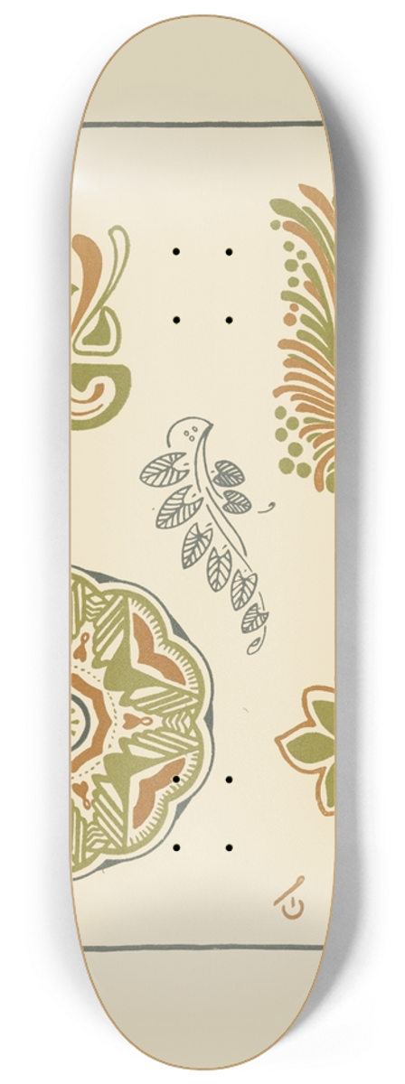 George Auriol - Abstract design based on leaves and organic shapes 8.25 inch art skate deck