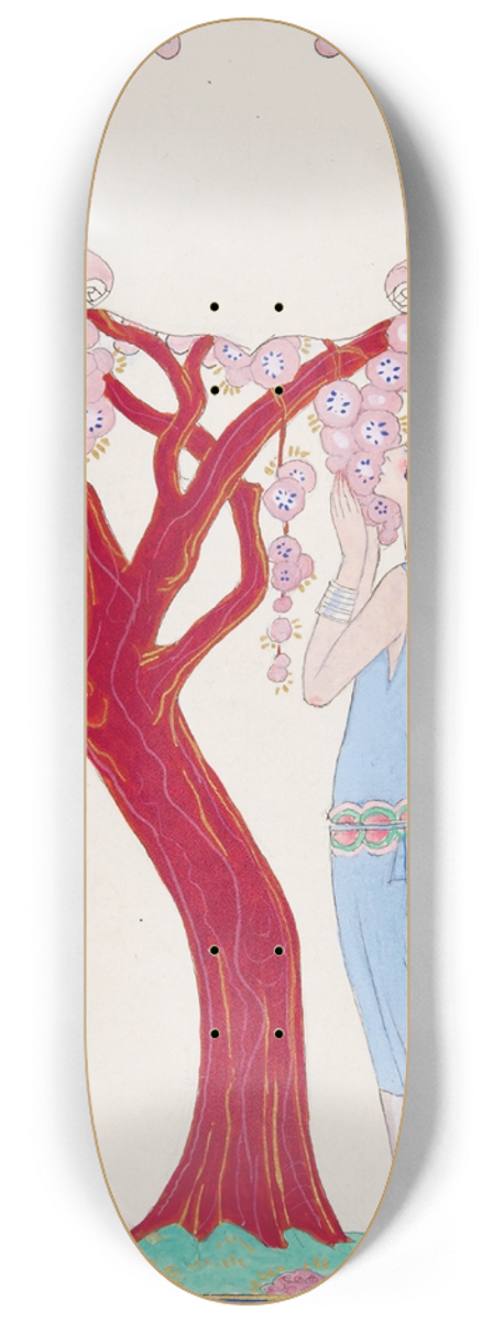 George Barbier - Femme, faon et arbre rouge 8.25 inch art skate deck