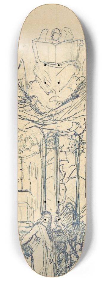 Henri Lehmann - Composition Study with Figures Distributing Bread 8.25 inch art skate deck