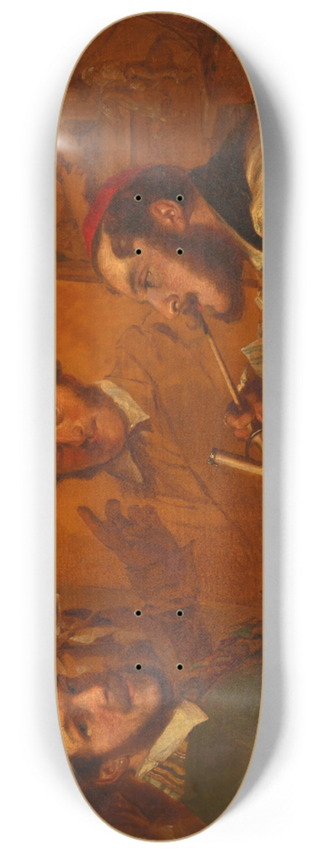 Alexander Clarot - Knstlergesellschaft; Die Maler Gauermann, Danhauser und Alconiere vor dem Bild Dr. Mllers 8.25 inch art skate deck