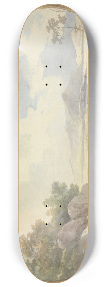 George Barret - Landscape Set in an Oval (Mountain Landscape Through an Oval Window) 8.25 inch art skate deck