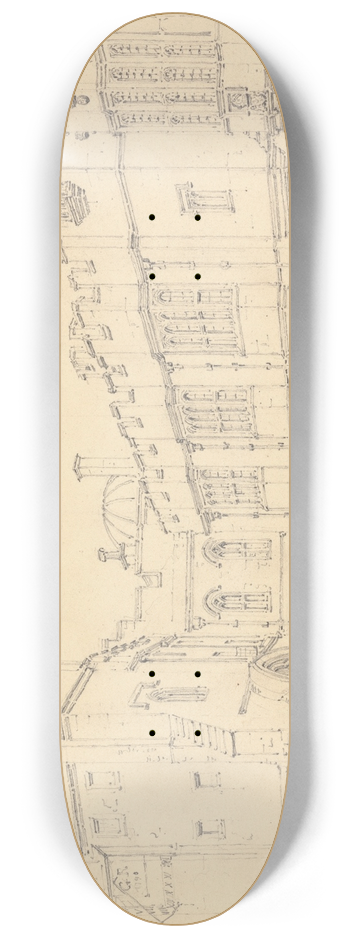 Henry Edridge - Queen Elizabeths Gallery and Black Princes Gate, Windsor 8.25 inch art skate deck