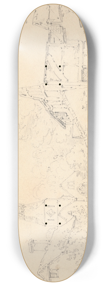Henry Edridge - Shere Church, Surrey 8.25 inch art skate deck