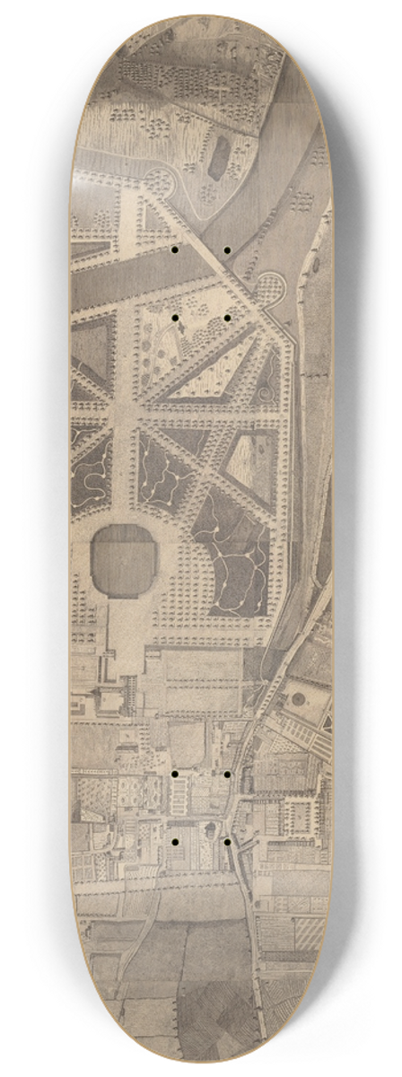 George Bickham the Elder - A Topographical Survey of the Parish of Kensington with Plans and Elevations of the Royal Palace and Gardens, Hyde Park and Knightsbridge 8.25 inch art skate deck