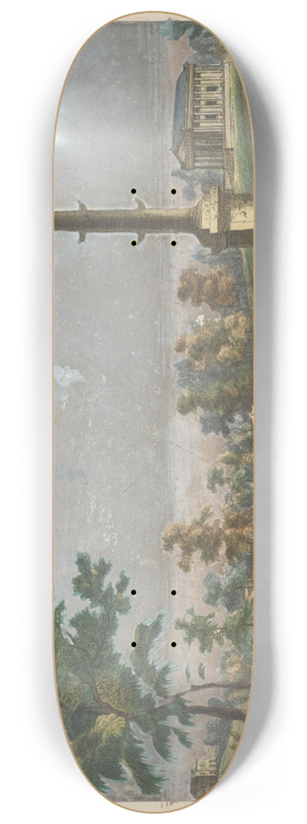 George Bickham the Elder - A View from Capt Grenvilles Monument to the Grecian Temple in the Gardens of Earl Temple at Stow, in Buckinghamshire 8.25 inch art skate deck