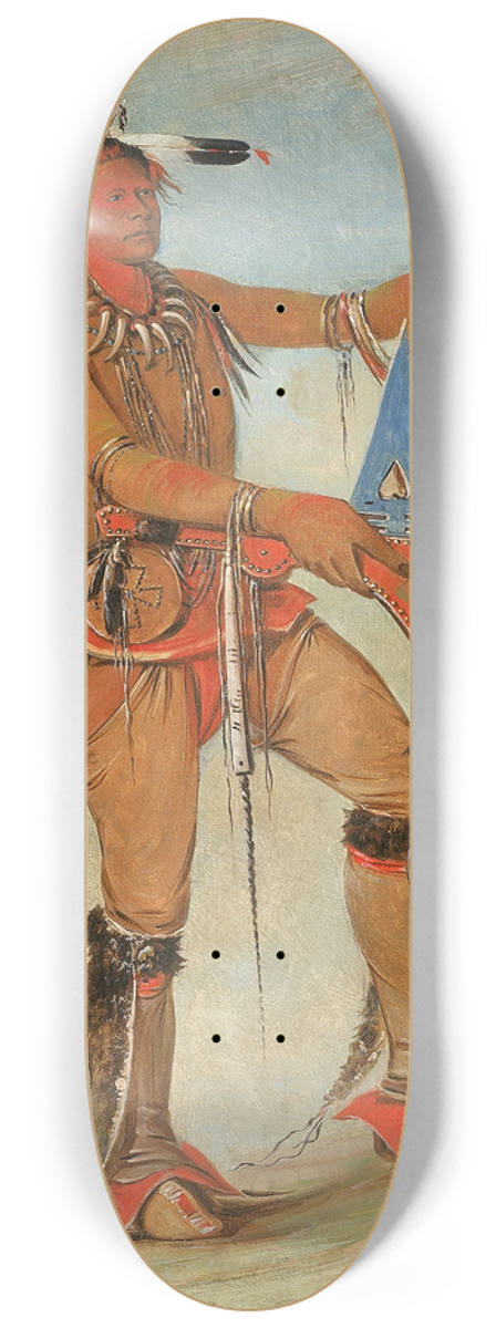 George Catlin - Ah-mu-a, The Whale, One of Kee-o-kks Principal Braves 8.25 inch art skate deck
