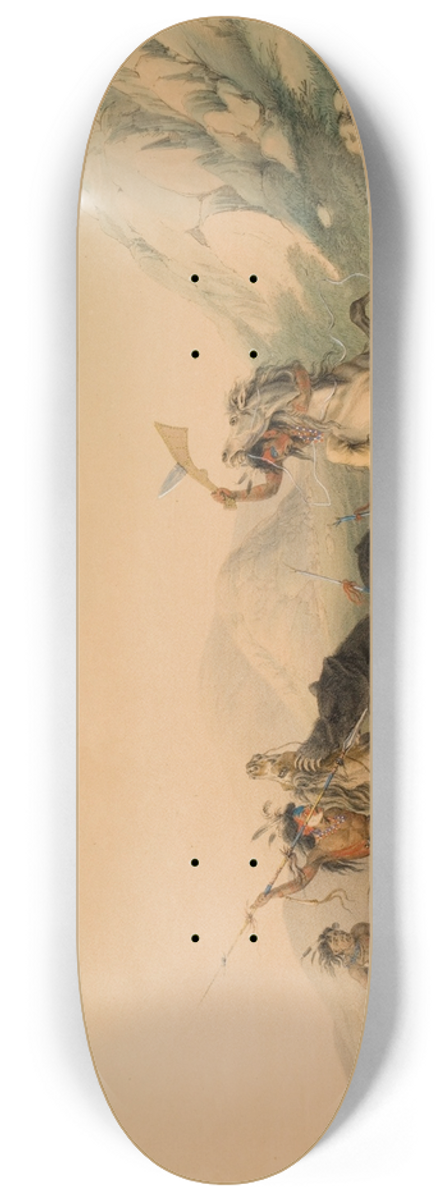 George Catlin - Attacking the Grizzly Bear 8.25 inch art skate deck