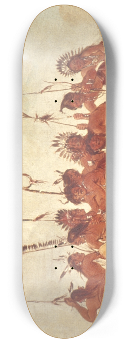 George Catlin - Braves Dance At Fort Snelling 8.25 inch art skate deck