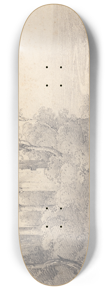 Henry William Burgess - Landscape with Ruins and Bridge 8.25 inch art skate deck