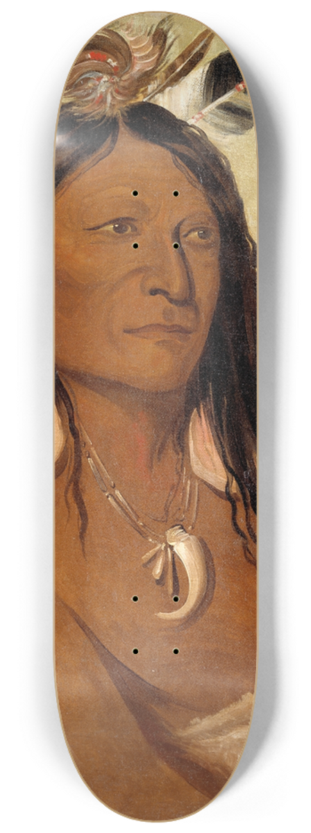 George Catlin - E-Shah-K-Nee, Bow And Quiver, First Chief of The Tribe 8.25 inch art skate deck