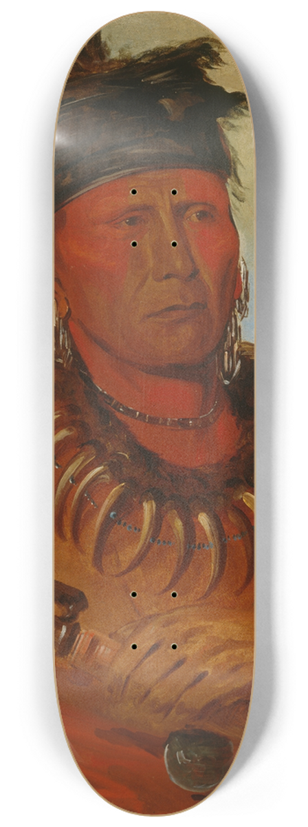 George Catlin - Hw-Che-Ke-Sg-Ga, He Who Kills The Osages, Chief of The Tribe 8.25 inch art skate deck