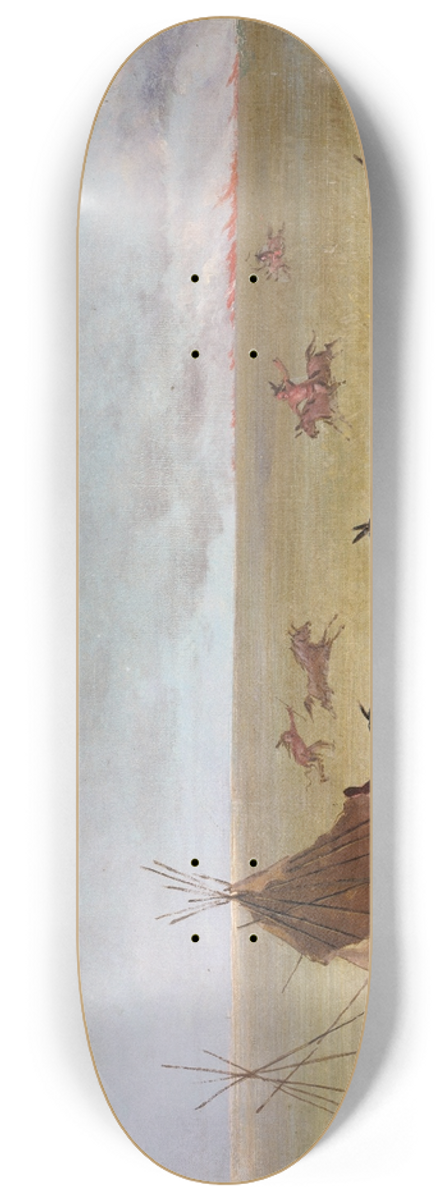 George Catlin - Indian Family Alarmed At The Approach of a Prairie Fire 8.25 inch art skate deck