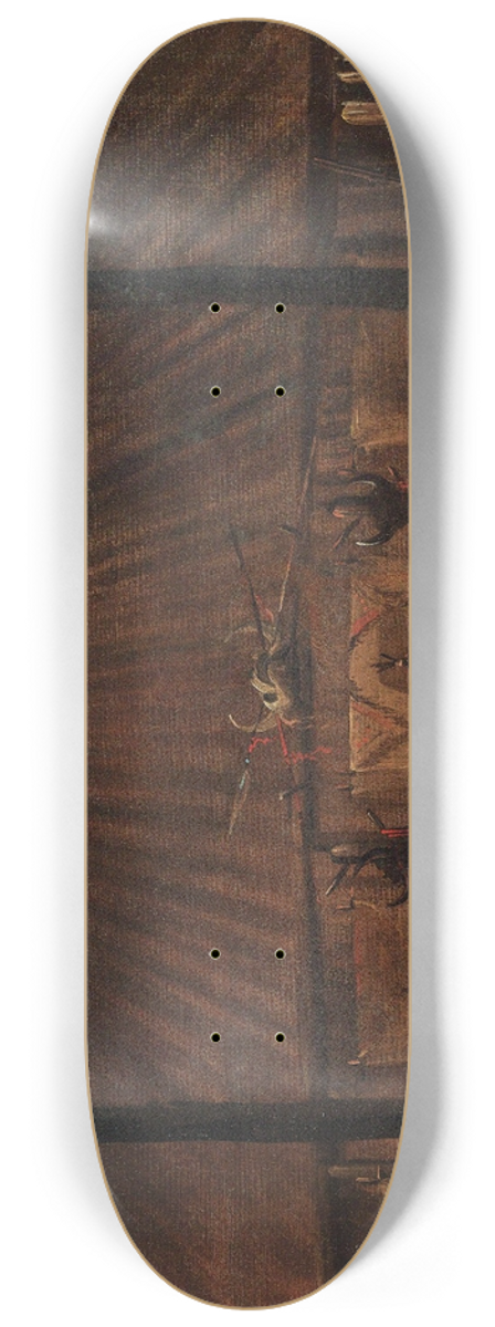 George Catlin - Interior Of A Mandan Lodge 8.25 inch art skate deck