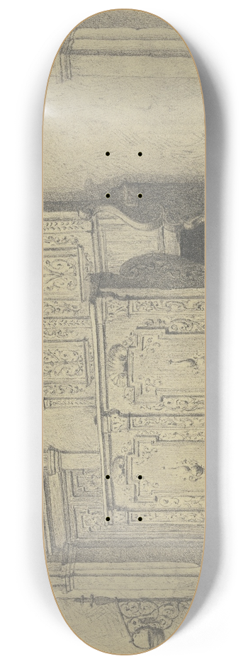 Hermann Kruse - Kirchgesthl in einer Tiroler Kirche, July 1888 8.25 inch art skate deck