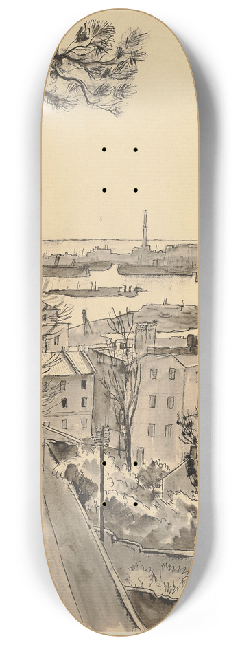 Hermann Lismann - Blick vom Castelletto auf Genua 8.25 inch art skate deck