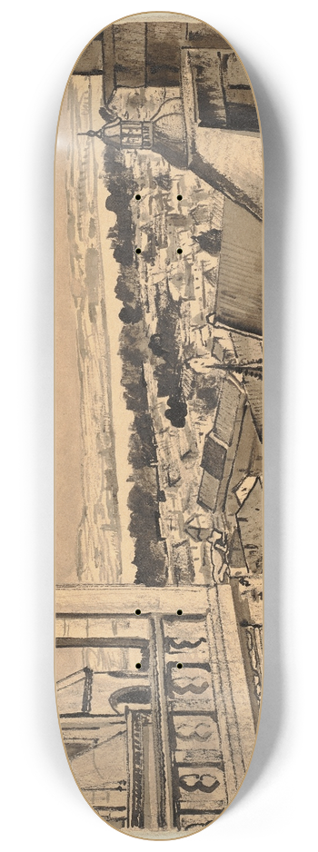Hermann Lismann - Blick von der Kathedrale in Tours 8.25 inch art skate deck