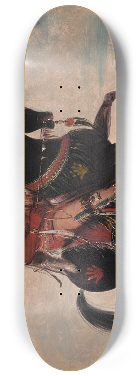 George Catlin - Kee-O-Kk, The Watchful Fox, Chief of The Tribe, On Horseback 8.25 inch art skate deck