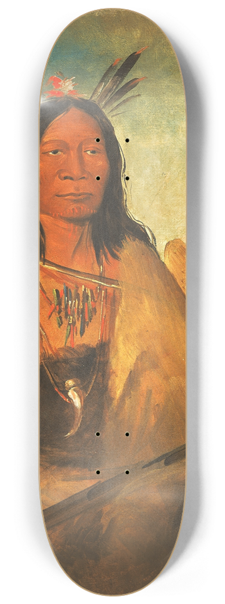 George Catlin - Kots-O-K-Ro-K, Hair of The Bulls Neck, a Chief 8.25 inch art skate deck