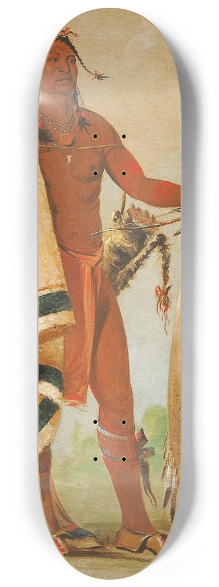 George Catlin - Kotz-A-T-Ah, Smoked Shield, a Distinguished Warrior 8.25 inch art skate deck