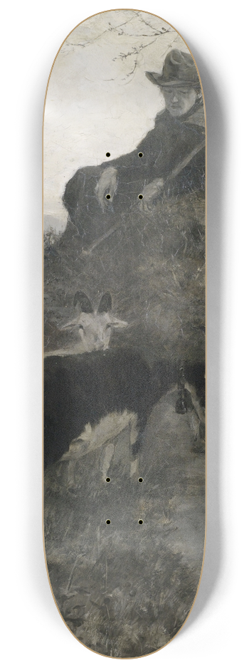 Hermann Pleuer - Ziegenhirte mit Tieren an einer Trnke 8.25 inch art skate deck