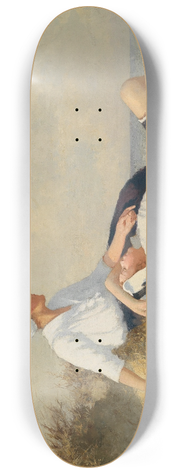 Hermann Seeger - Mutter und Tochter am Strand 8.25 inch art skate deck